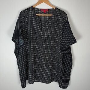Belle Gray Black Print Large Blouse